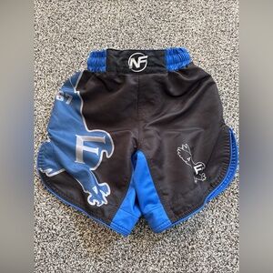 Nearfall NF Wrestling MMA OKWA Shorts Youth Size Small Black Blue Active